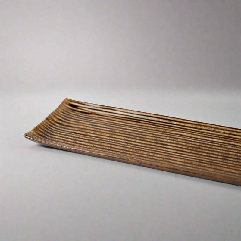 Sashimi Plate Amber Contour Glaze 33.2cm