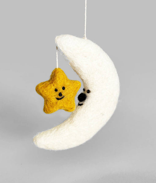 Moon & Star Hanging Felt Ornament