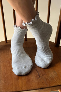 Ruffled Hugger Crew Socks - Vintage Pink/ Black
