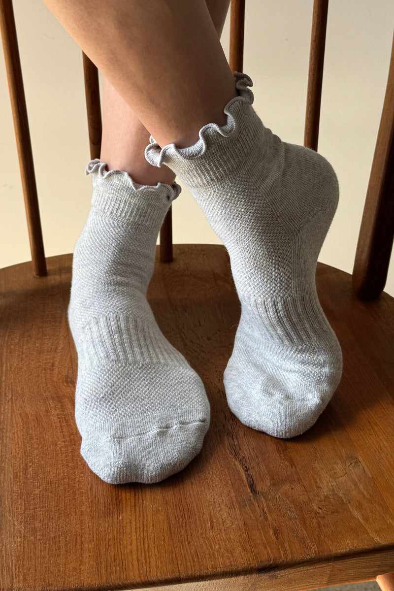 Ruffled Hugger Crew Socks - Vintage Pink/ Black