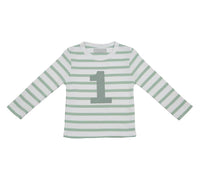 Seafoam & White Breton Striped Number T-Shirt