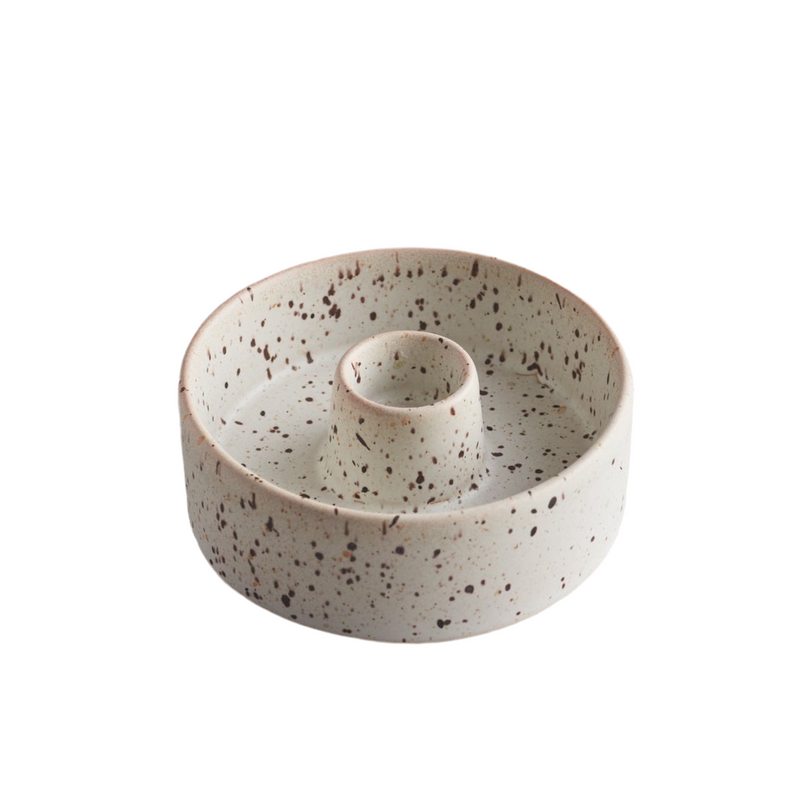 Plate Candle Holder Speckle Stone