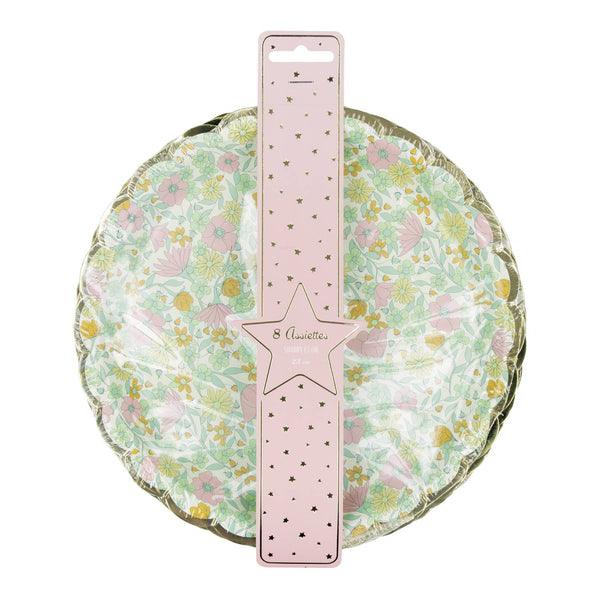 Shabby And Gold 23cm Scalloped Plates x8