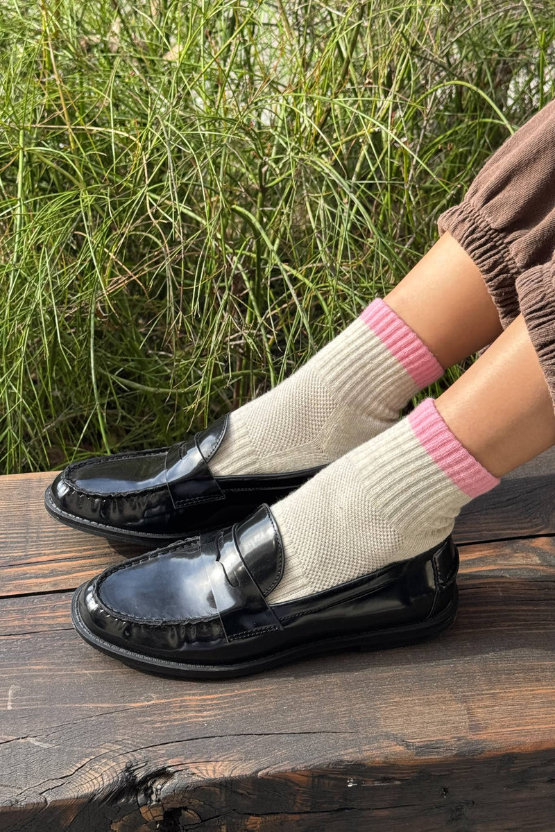 Color Block Girlfriend Socks - Grey/Pink
