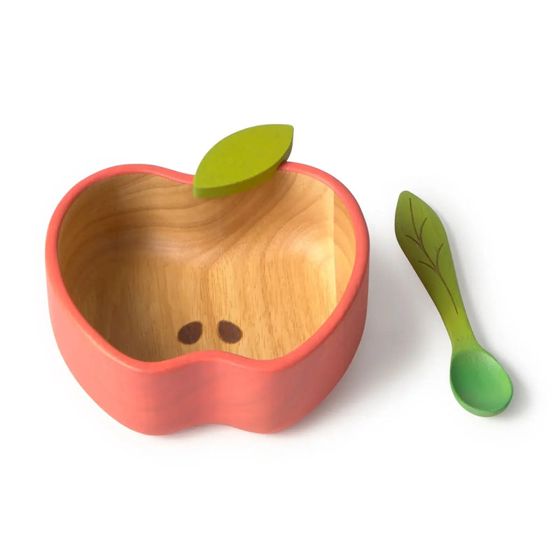Rubberwood Baby Bowl & Spoon Set - Pepa the Apple