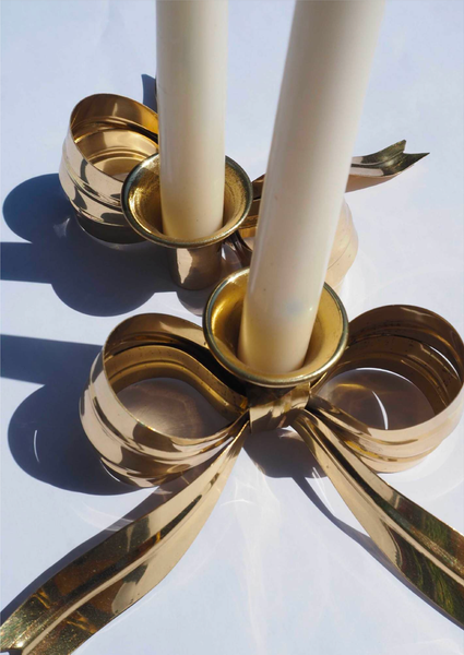 Brass Bow Candle Holder