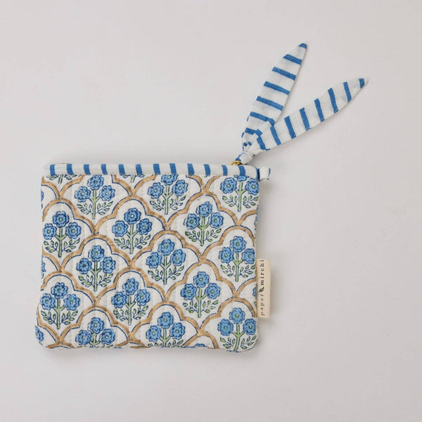 Zipped Pouch - Set of 2 - Floral Indigo