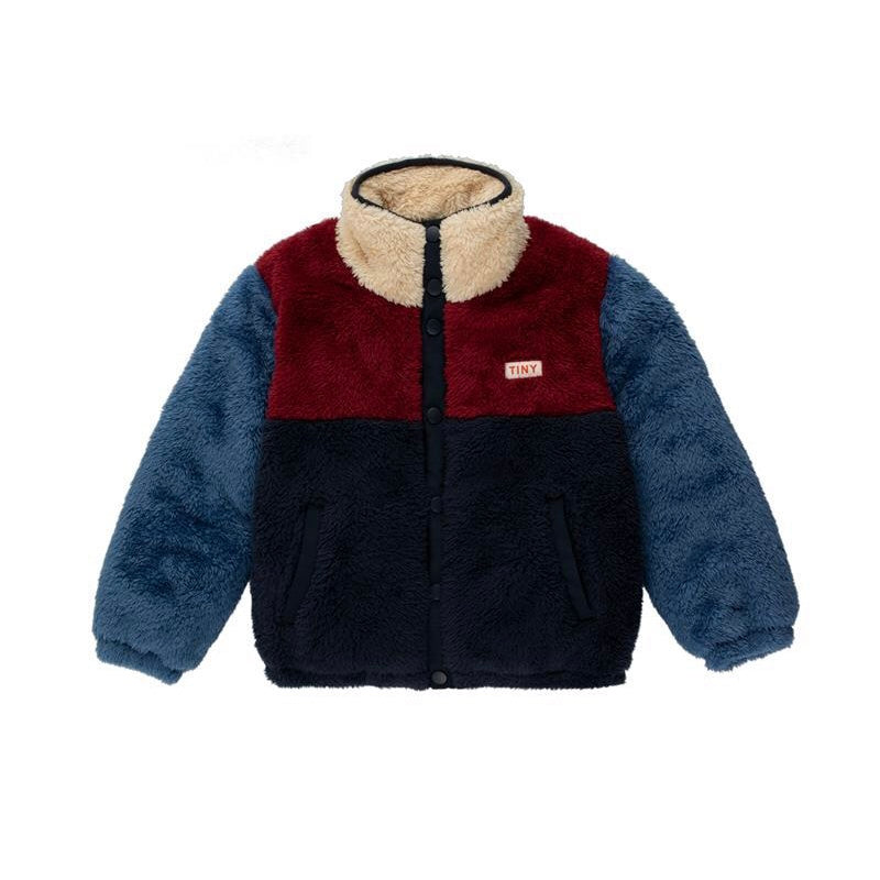 Tinycottons - Colour Block Polar Sherpa Jacket - Navy/Deep Red