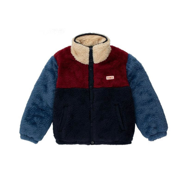 Tinycottons - Colour Block Polar Sherpa Jacket - Navy/Deep Red
