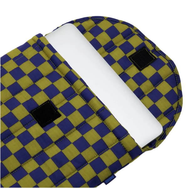 Puffy Laptop Sleeve 13"/14"- Pear Navy Check