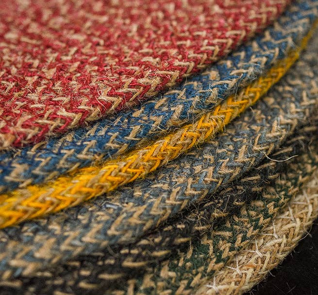 Jute Placemats 27cm in Olive, Tied Set of 4