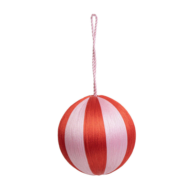 Stripe Bauble 4" Red/Pink