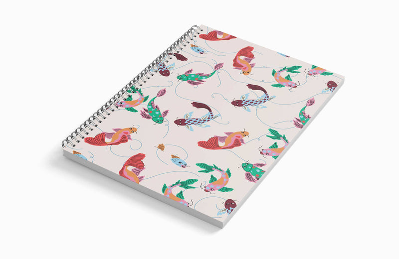 A5 Blank Wire Bound Notebook - Coy Fish