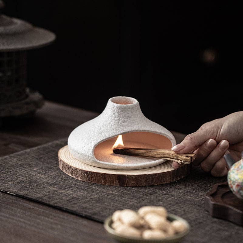 Gohobi Little Chimney Ceramic Aromatherapy Fireplace Burner: White