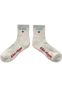 Embroidered Crew Socks - Vanilla
