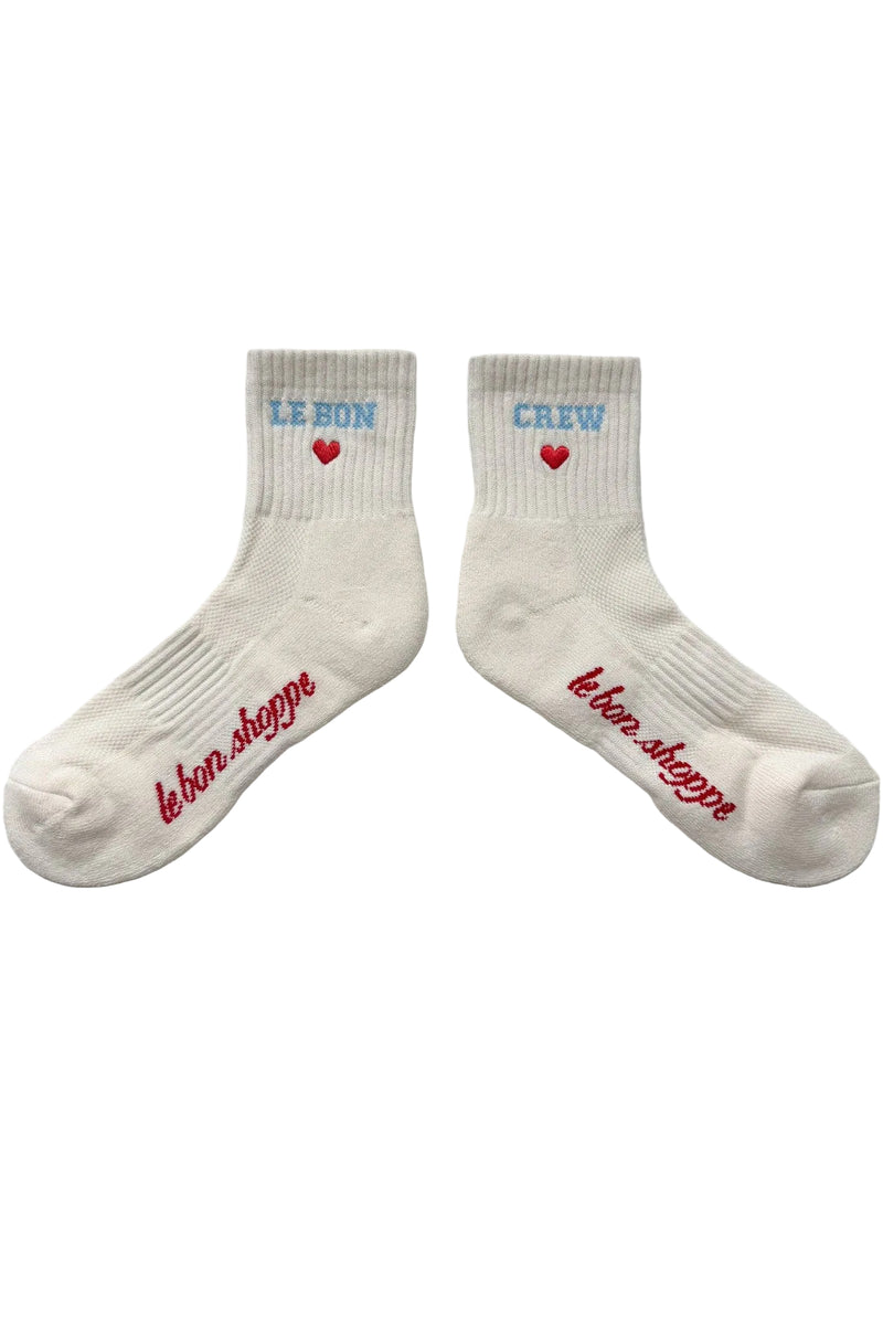 Embroidered Crew Socks - Vanilla