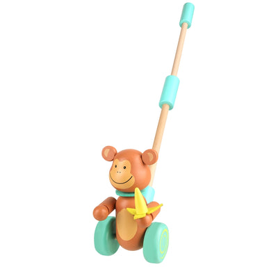 New Monkey Boxed Wooden Push Along