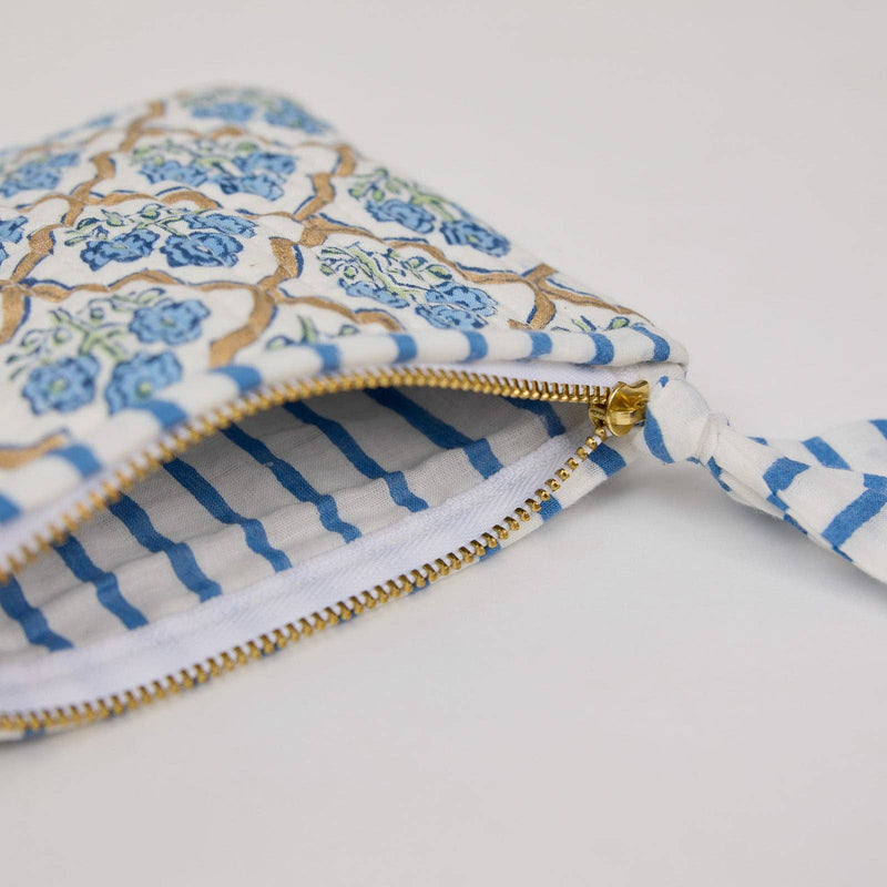 Zipped Pouch - Set of 2 - Floral Indigo