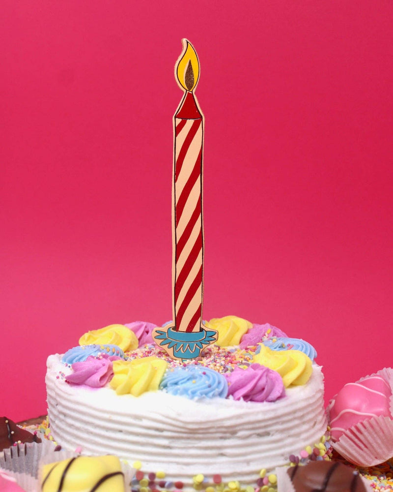 Birthday Candle Bookmark - Peach/Red