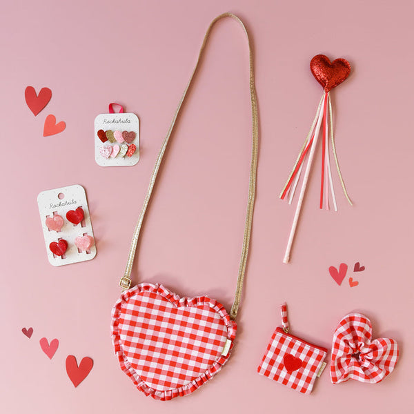 Gingham Love Heart Mini Purse