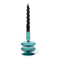 Glass Taper Candle Holder - Ocean Teal