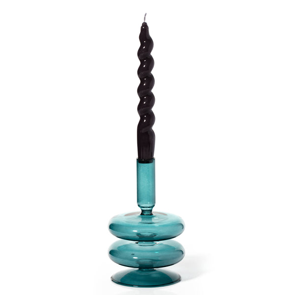 Glass Taper Candle Holder - Ocean Teal