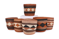 The Basket Room - KADI: Geometric Natural and Black Baskets: Stripes & Checks - Medium
