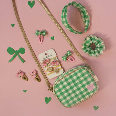 Gertie Gingham Twisty Bow Clips
