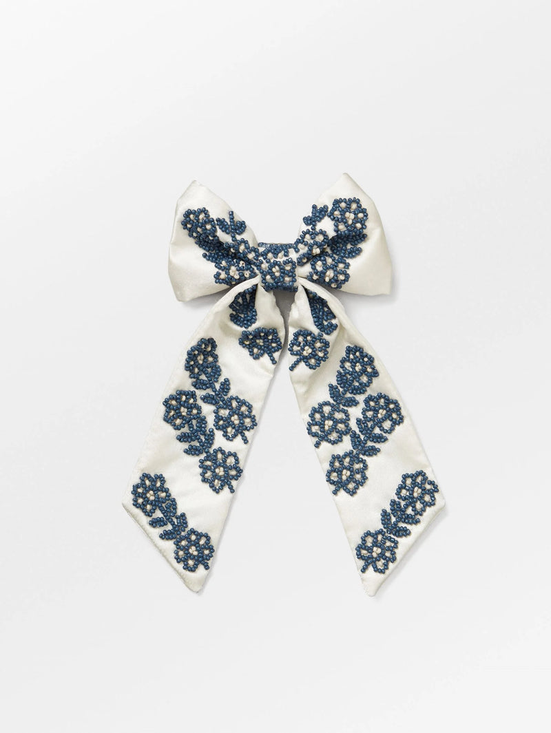 Teila Beaded Bow Clip - Birch White