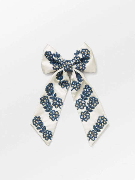 Teila Beaded Bow Clip - Birch White