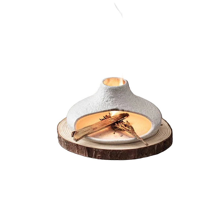 Gohobi Little Chimney Ceramic Aromatherapy Fireplace Burner: White