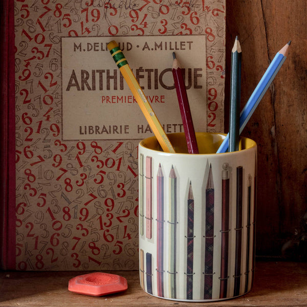 Ceramic Pot - Vintage Pencils