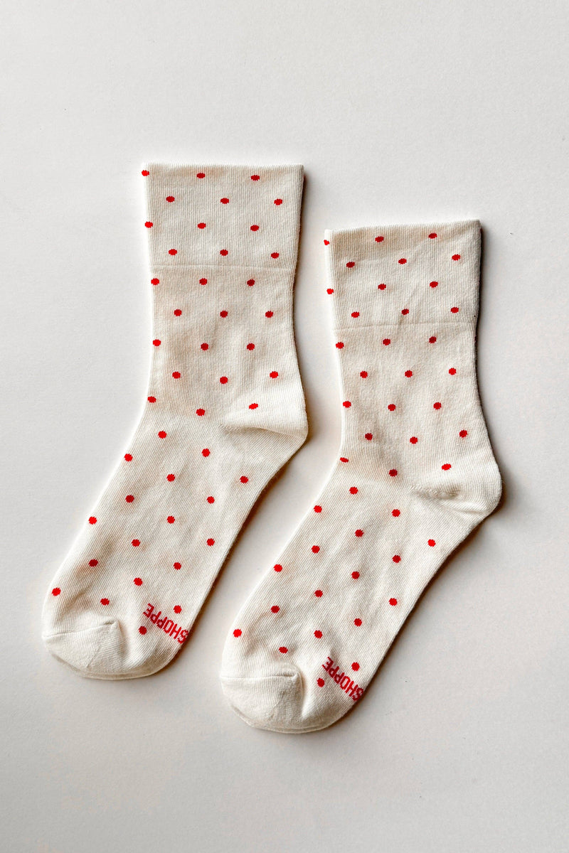 Polka Dot Sneaker Socks - Cacao/ Blue