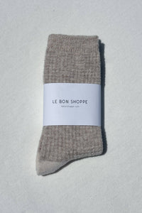 Wool Waffled Socks - Oatmeal / Cream