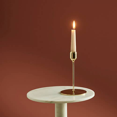 Flute brass candlestick, Polished: Medium