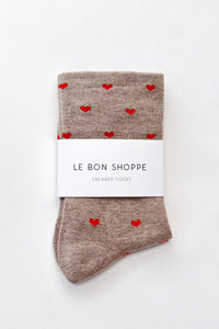 Heart Sneaker Socks- White/ Red