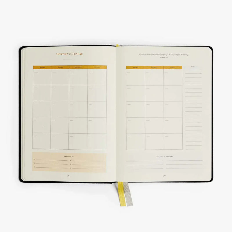 Productivity Planner Black - Time Tracking, Goals, Self-Care