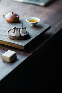 Gohobi Handmade Japanese Style Incense Holder – Zen Ceramic Incense Plug Tray: 3 mud houses