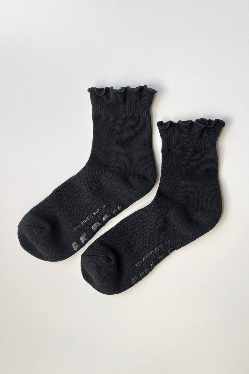 Ruffled Hugger Crew Socks - Vintage Pink/ Black