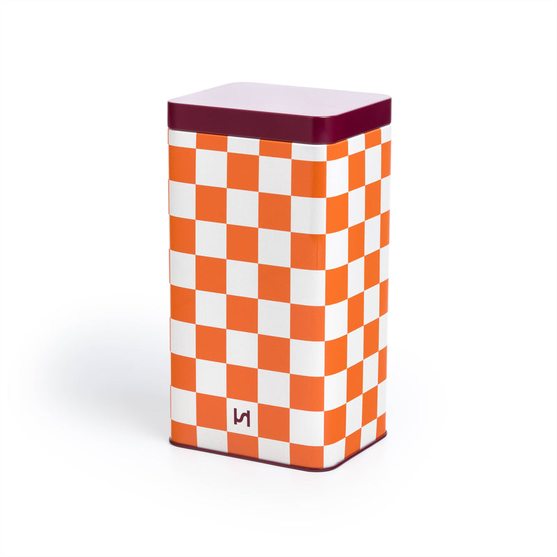 Airtight Tin Storage Container: Check Orange