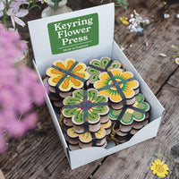 Keyring Flower Press - Greens & Yellows