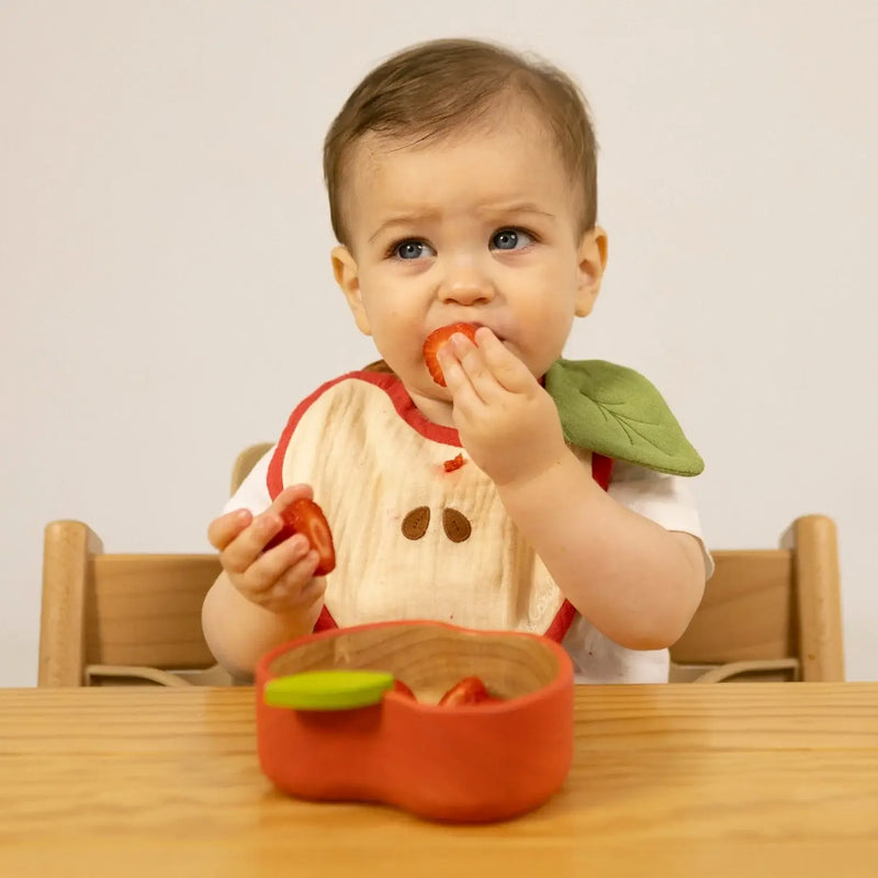Rubberwood Baby Bowl & Spoon Set - Pepa the Apple