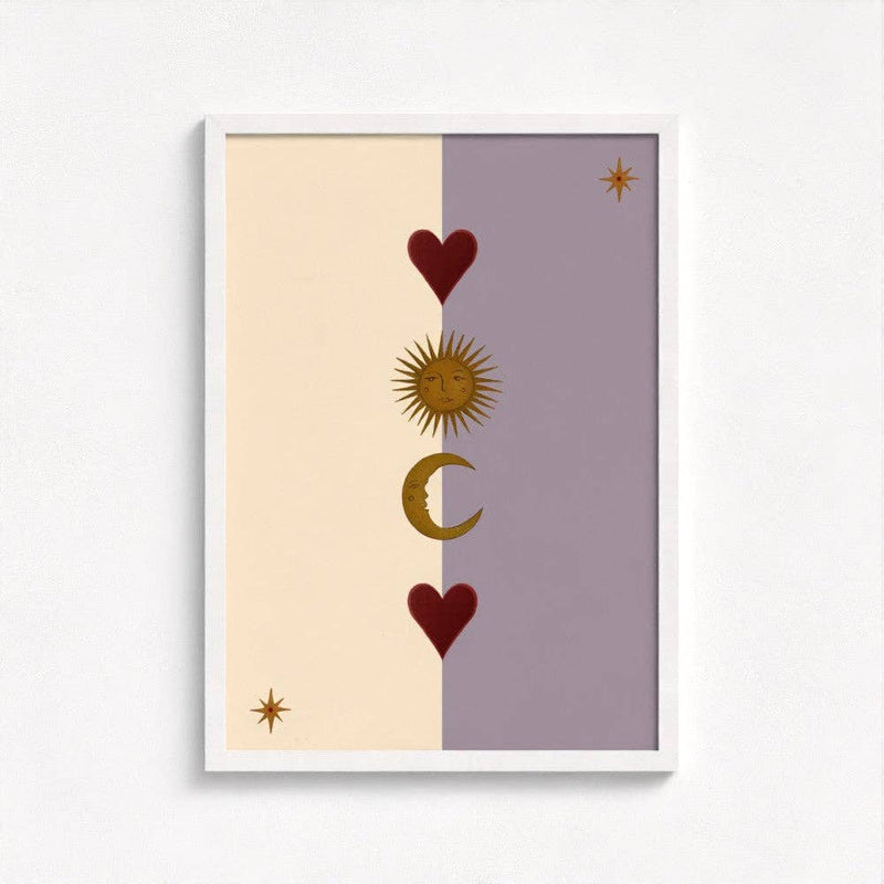 Queen of the Rodeo - Giclee Art Print - Sun, Moon and Heart (Mauve): A3