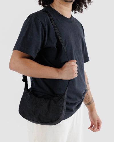 Small Nylon Crescent Bag - Black