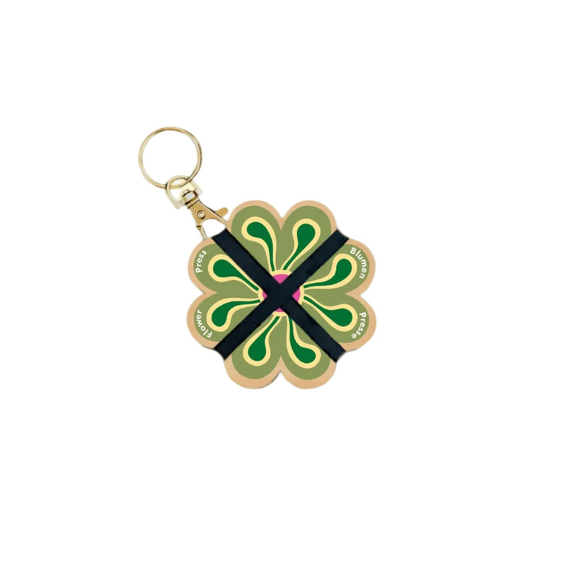Keyring Flower Press - Greens & Yellows