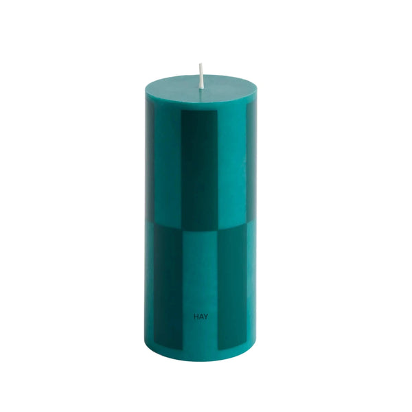 Column Candle - Small - Green with Dark Green Large Check