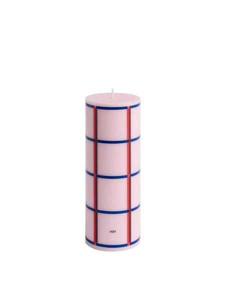 Column Candle - Medium - Light Pink, Red, Bordeaux and Dark Blue
