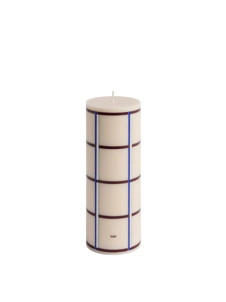 Column Candle - Medium - Off-white, Bordeaux, Blue and Silver