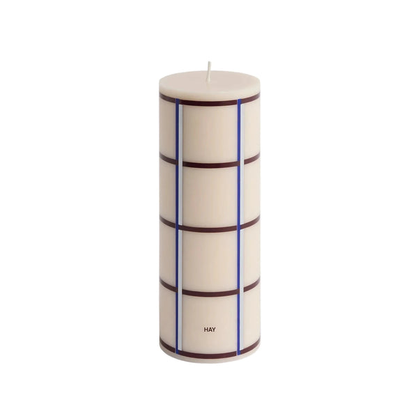 Column Candle - Medium - Off-white, Bordeaux, Blue and Silver