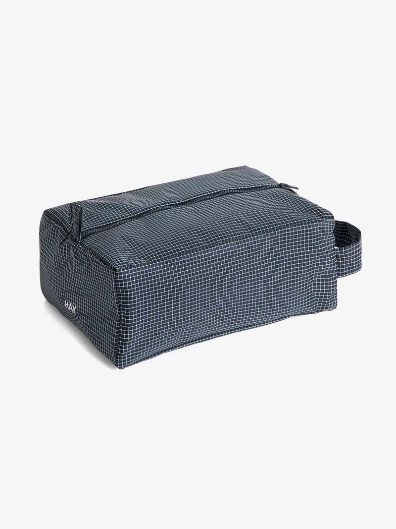 Grid Wash Bag - Medium - Dark Blue